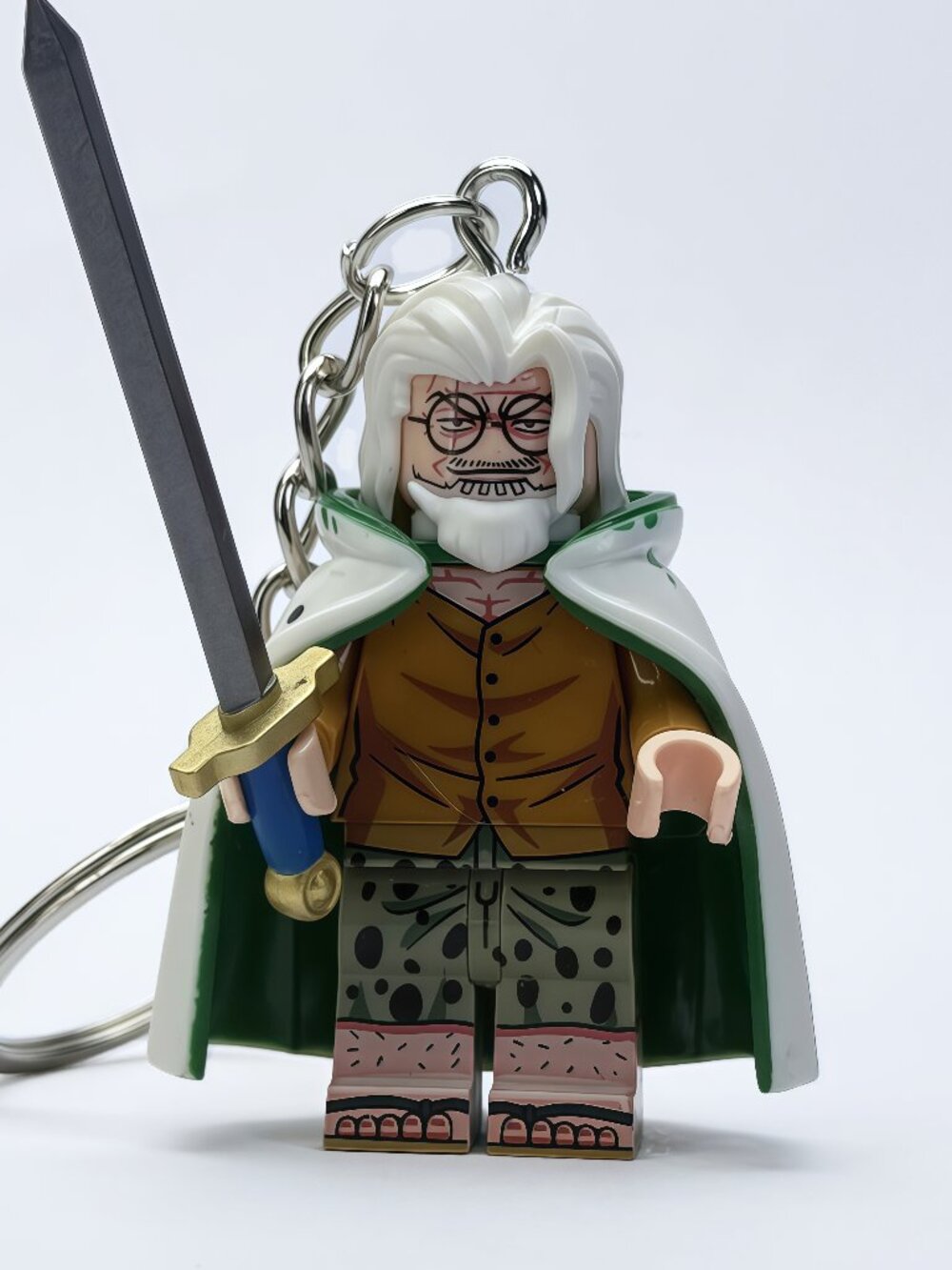 One Piece Silvers Rayleigh Custom Minifigure Keychain
